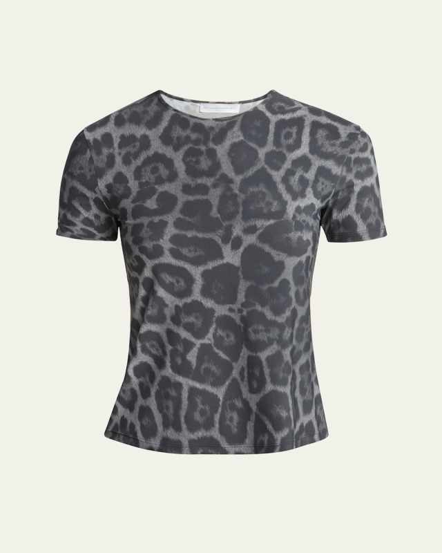 Leopard Print Short-Sleeve Top